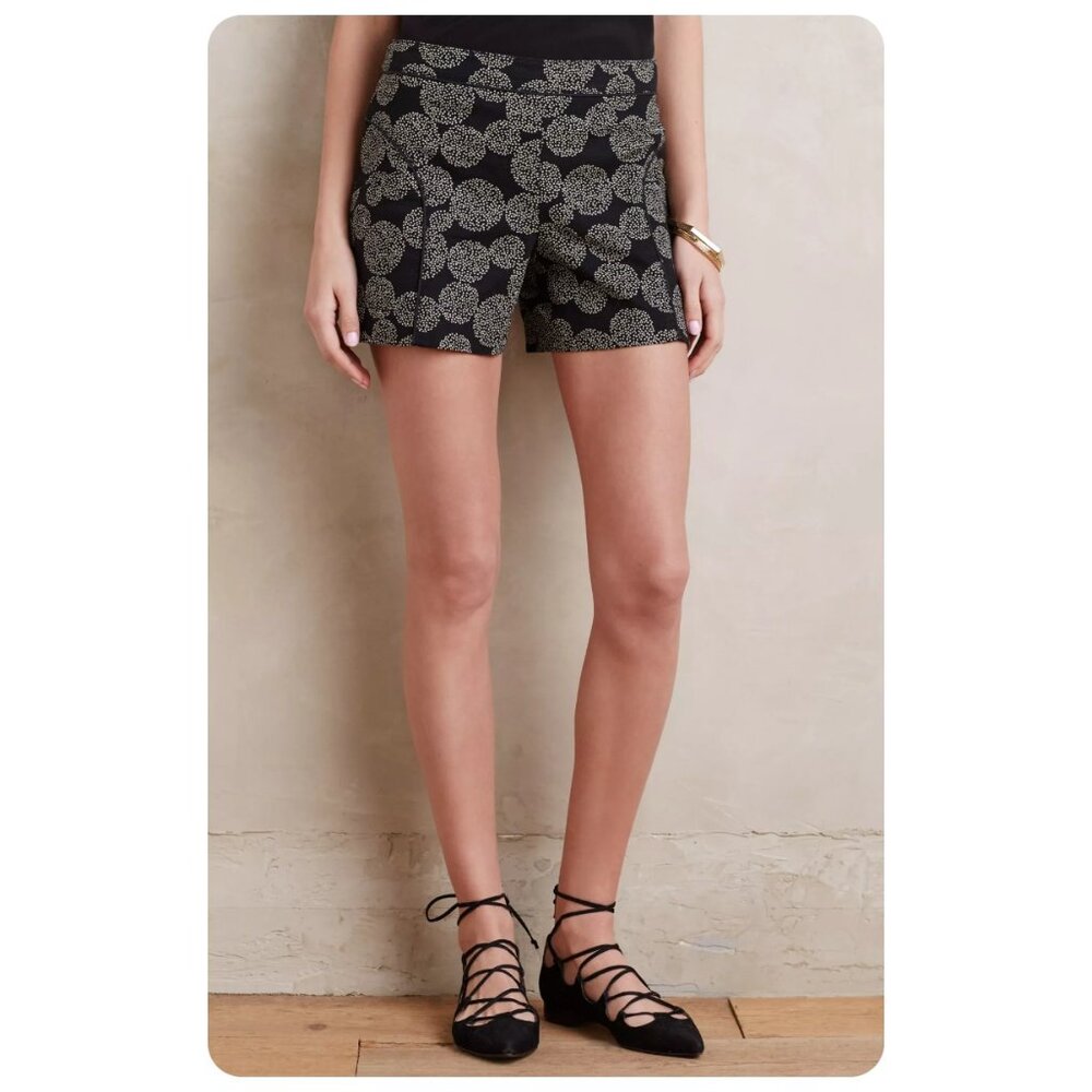 Anthropologie Black and Cream Patterned Women Shorts